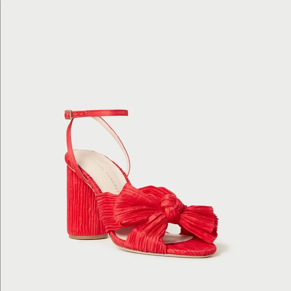 NIB- Loeffler Randall Camellia Red Pleated Bow Heel - 7.5
